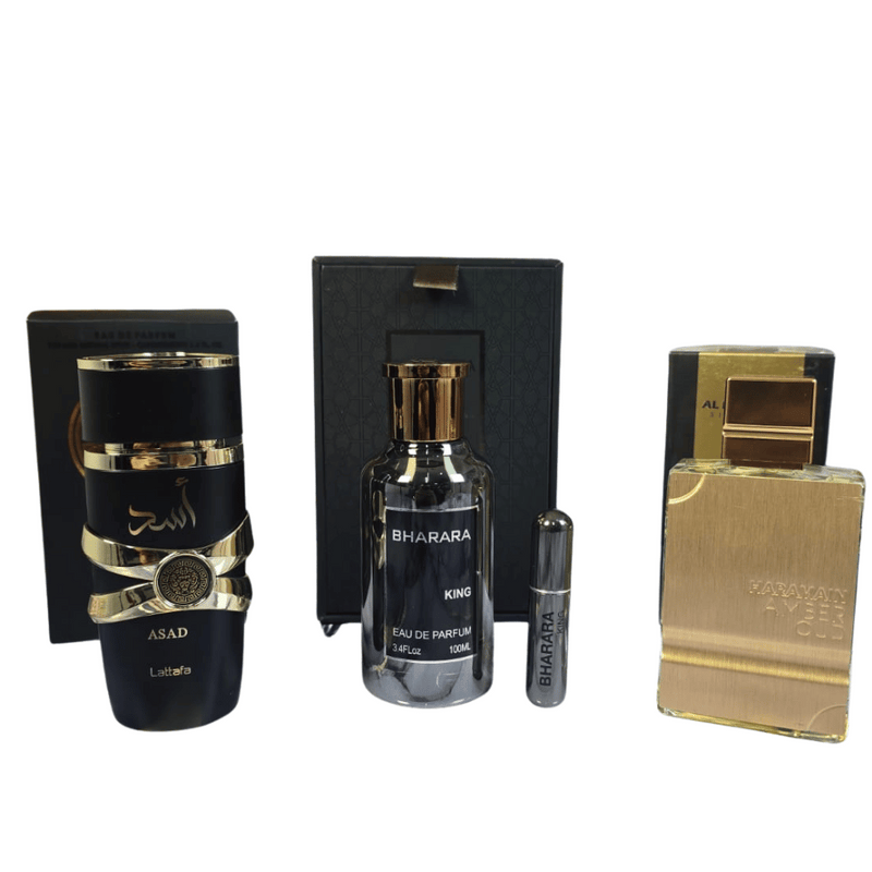 Combo Arabe Oro Bharara King (estuche de lujo) , Haramain y Asad
