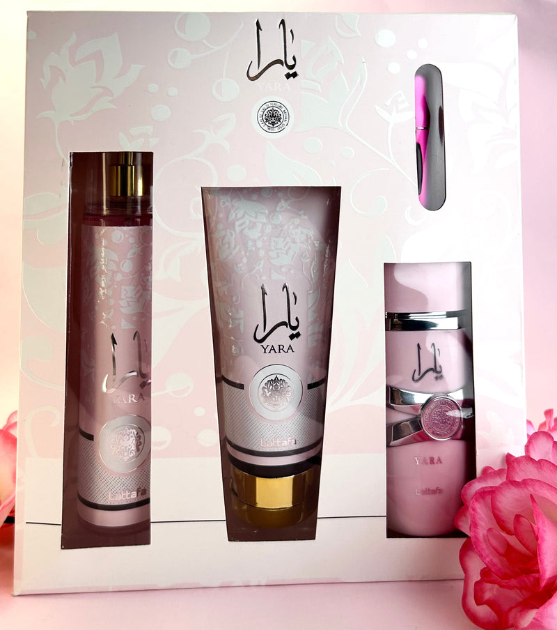 Super Kit lattafa yara Perfume, crema, perfumero y splash