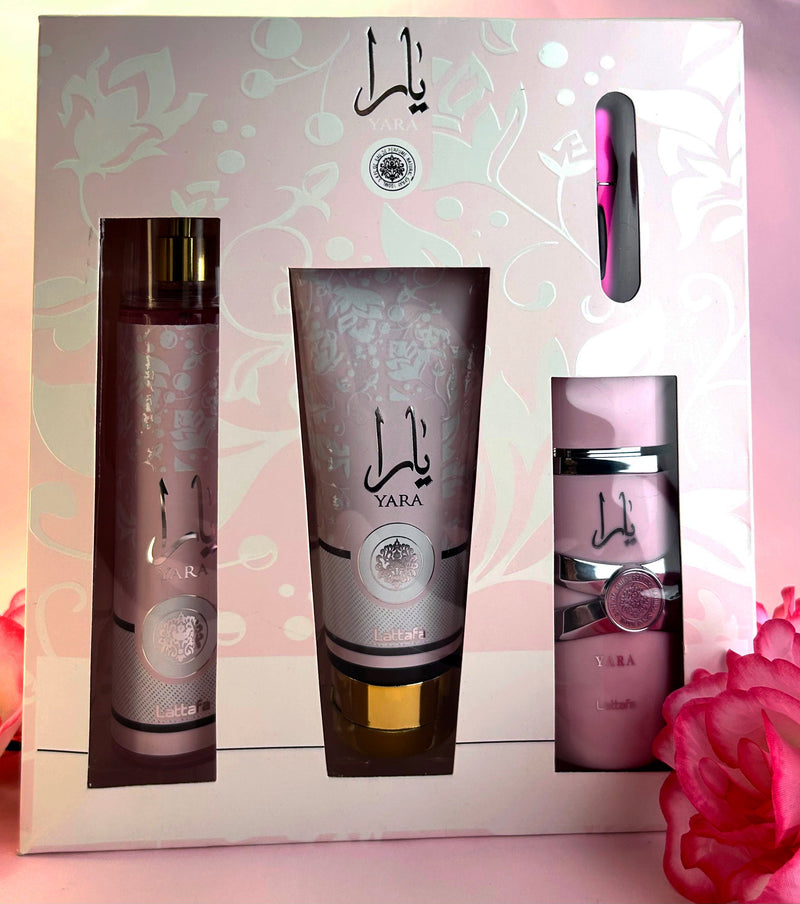 Super Kit lattafa yara Perfume, crema, perfumero y splash