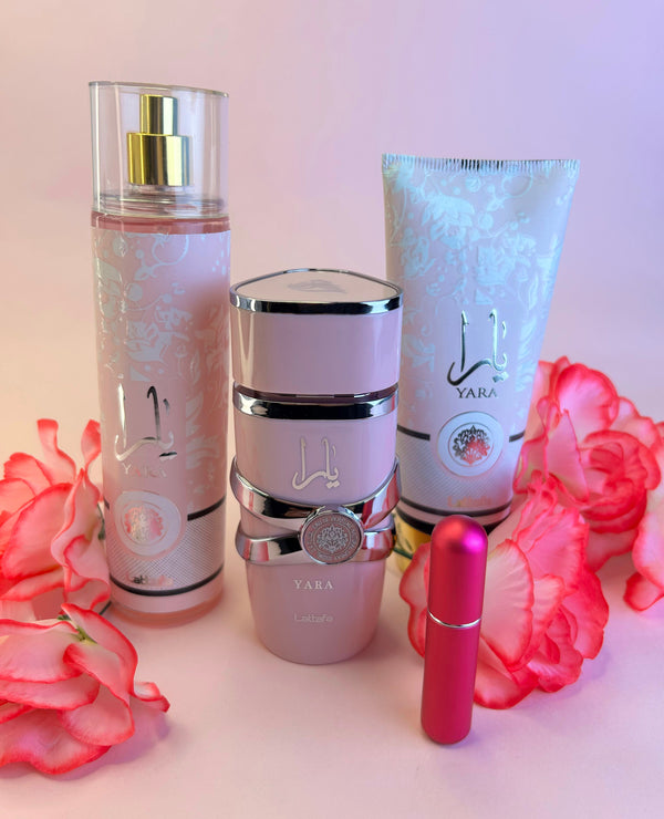 Super Kit lattafa yara Perfume, crema, perfumero y splash