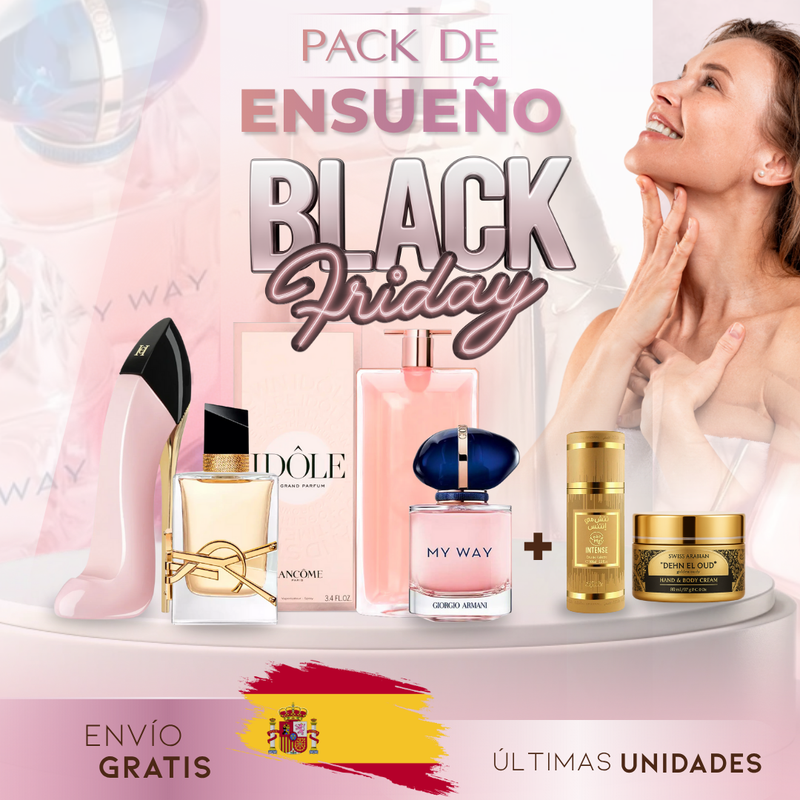 MEGA OFERTA Black Friday 🔥 Compra 1 Lleva 6 - Kit 4 Perfumes de Marca Femeninos + 2 Cremas de Lujo | Armani, YSL, Carolina Herrera, Lancôme - Liquidación Limitada