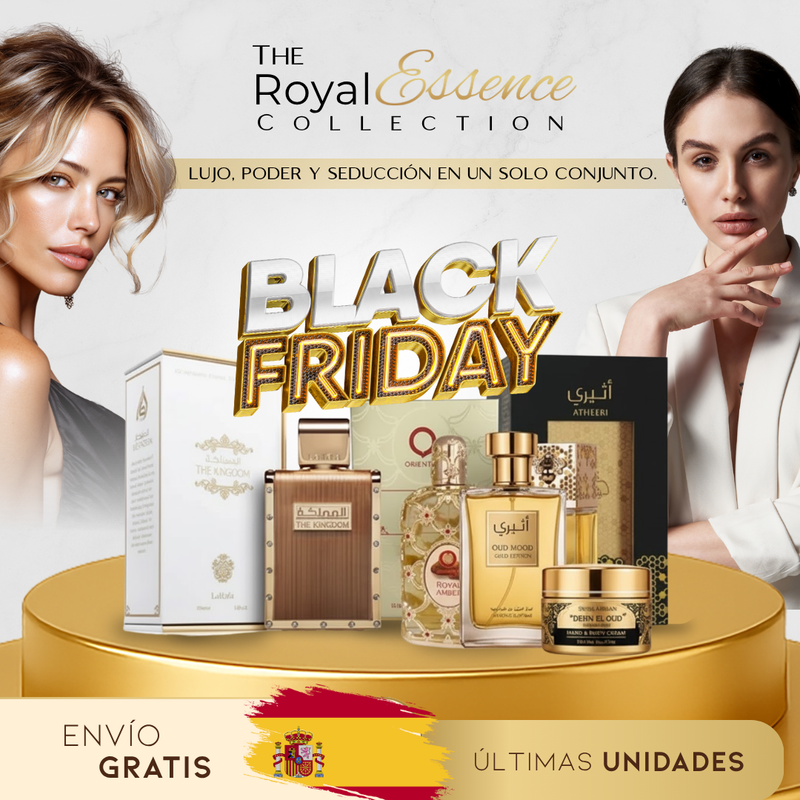 Compra 1, Recibe 4: The Kingdown + Royal Amber + Oud Mood + Atheeri + 2 Regalos Exclusivos – Black Friday Edition